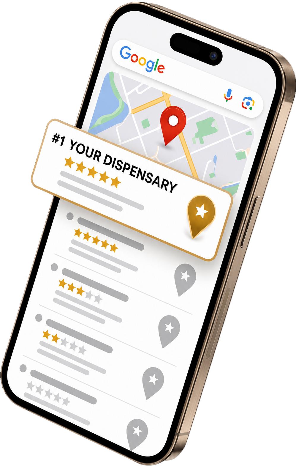 #1 Google Rankings for Your Dispensary iPhone Graphic