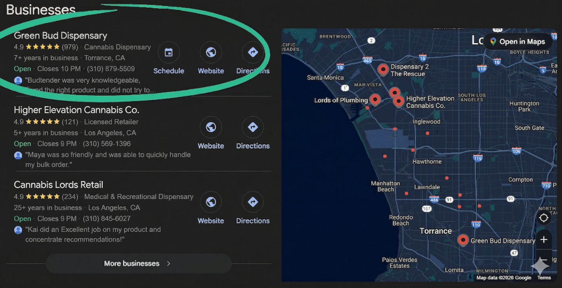 Green Bud Dispensary Local Map Pack
