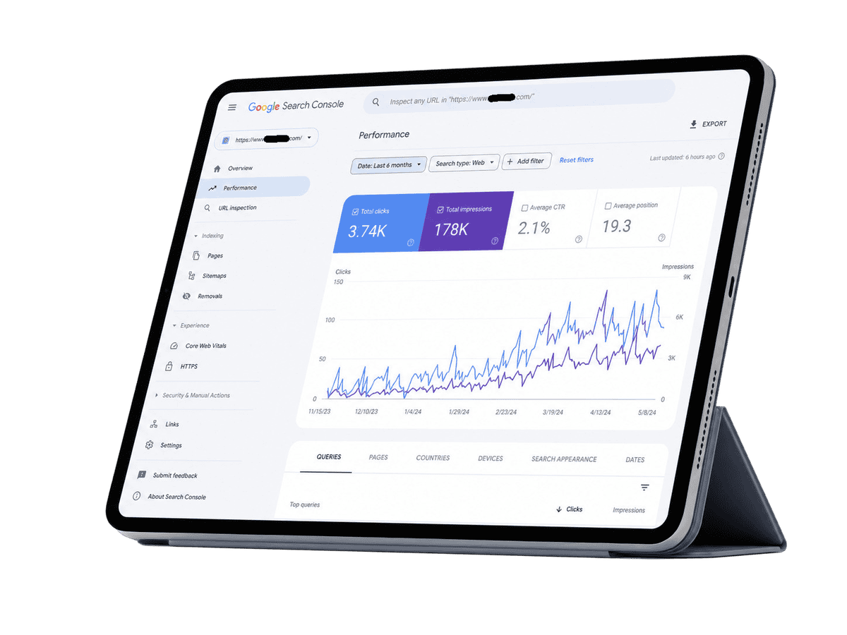 Google Search Console showing dispensary traffic growth